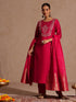 Janasya Women's Pink Silk Blend Zari Yoke Embroidered Straight Kurta Set